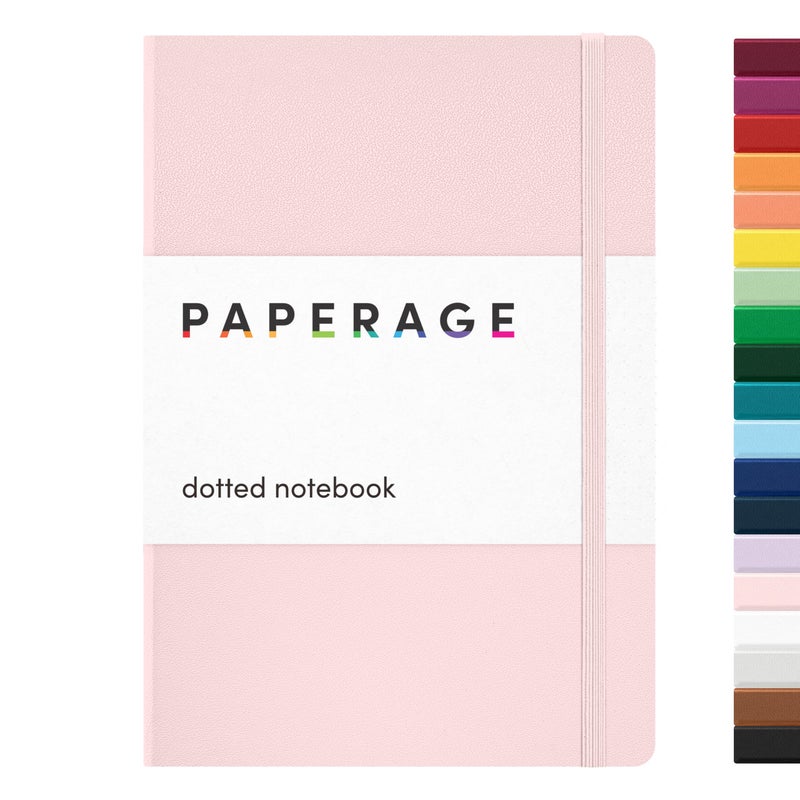 PAPERAGE Dotted Journal Notebook, (Blush), 160 Pages, Medium 5.6 in x 8 in - 100 GSM Thick Paper â€“ Hardcover Journaling Notebook for Work, School & Bullet Journaling - Image 1